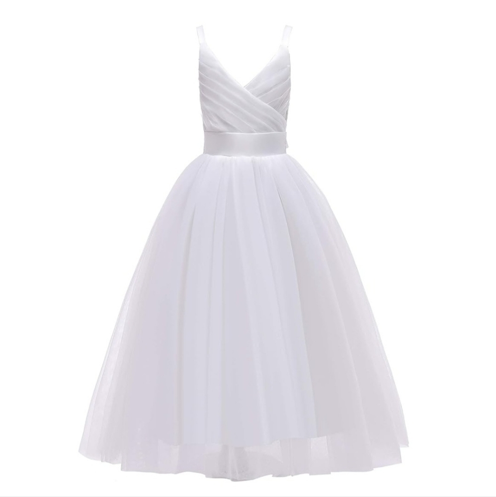 White Bridesmaid/Prom Dress• Tulle & Satin 5 Layers •NWOT• 14/15 yrs / XS Womens